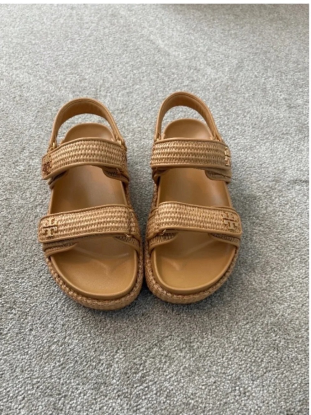 Tory Burch Tan Braided Strap Platform Sandals